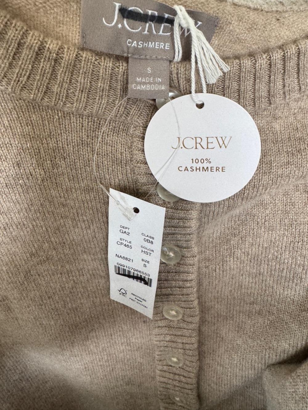 NWT! J. CREW Women’s Perfect Cashmere Cardigan in Heather Stone, Size Small - Picture 13 of 15